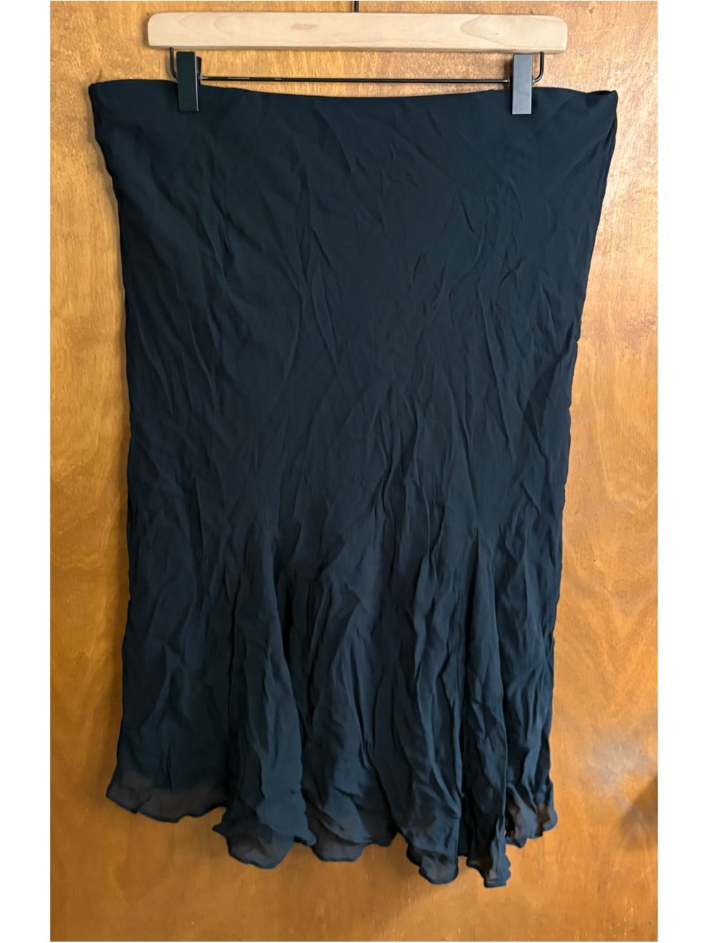 J. Crew Gwyneth Flounce Hem Midi Slip Skirt Black Chiffon XL Goth Fairy Grunge - Picture 3 of 11